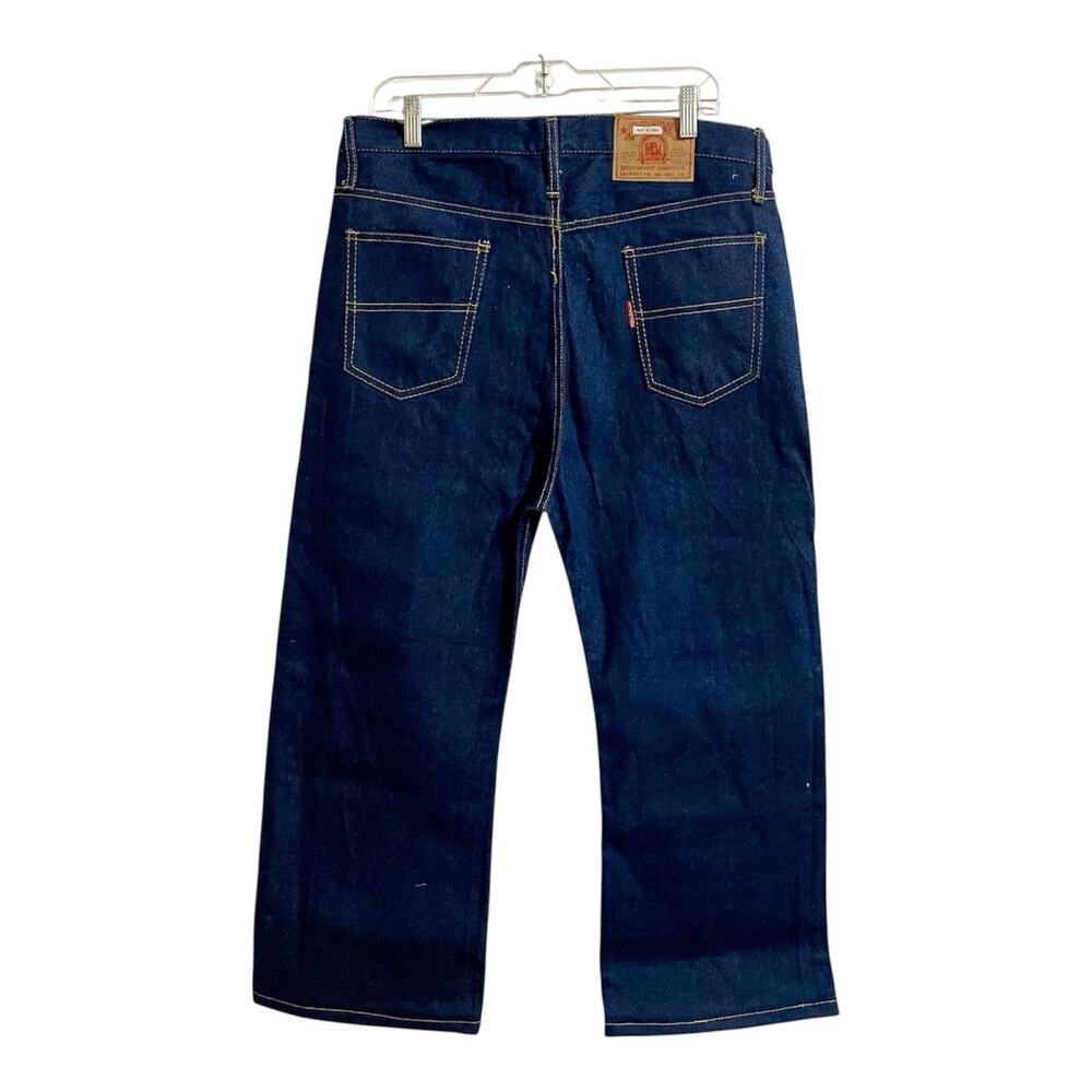 Bigstone Jeans Men 38x79 Indigo Vintage 70s Denim Straight Blue Dark Wash A9011 - Picture 2 of 11